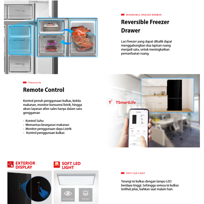 Toshiba Kulkas Multi Door PureAir Inverter 515 L - GR-RF677W1-PGF(22) | GRRF677W1PGF(22)